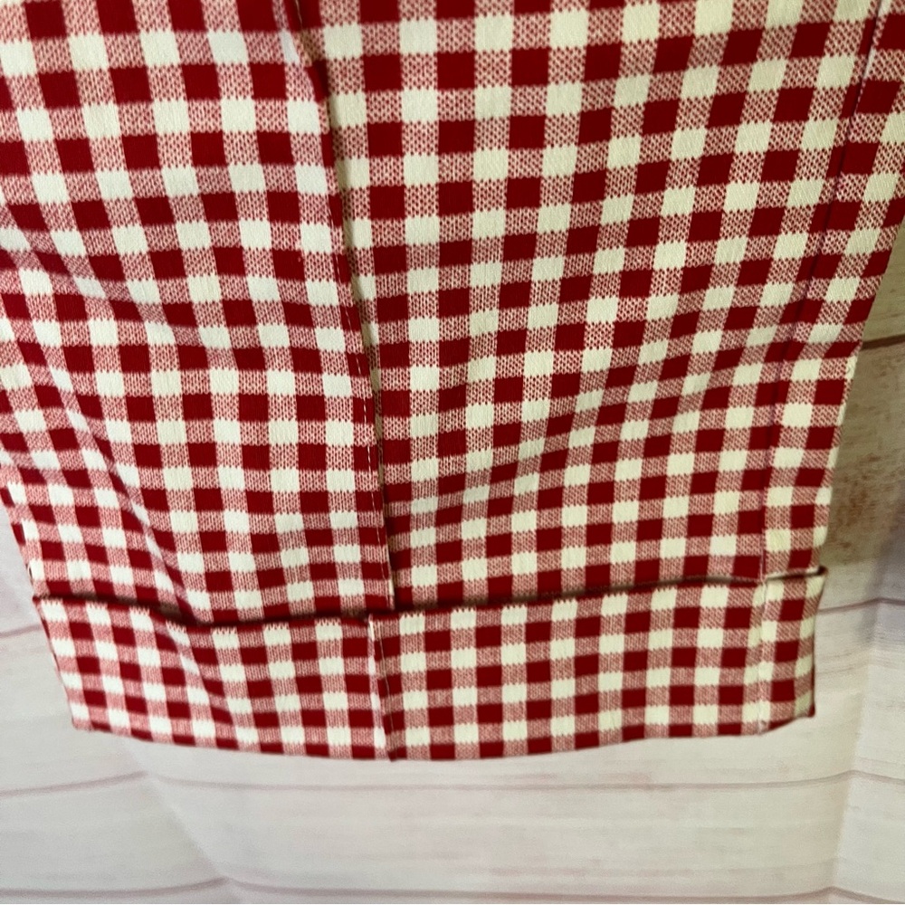 Jules‎ & Leopold Red White Cropped Pull Up Cuffed Pants Size Medium - Picture 4 of 5
